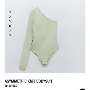 ZARA Green one shoulder bodysuit